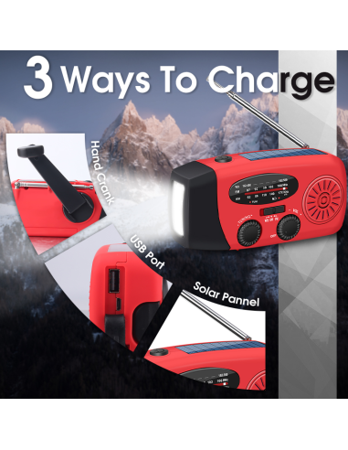 Emergency Radio 2000 mAh Red