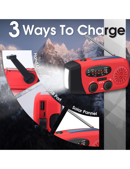 Emergency Radio 2000 mAh Red
