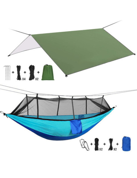 Hängmatta Parachute style med myggnät 260x140cm mörkgrön