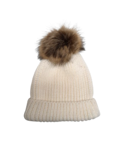 Stickad Mössa med Fuskpäls