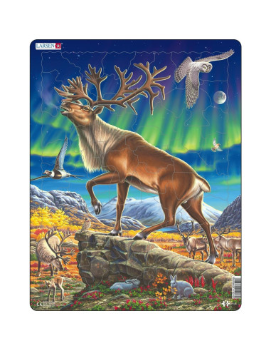 Puzzle Reindeer with Northen Lights